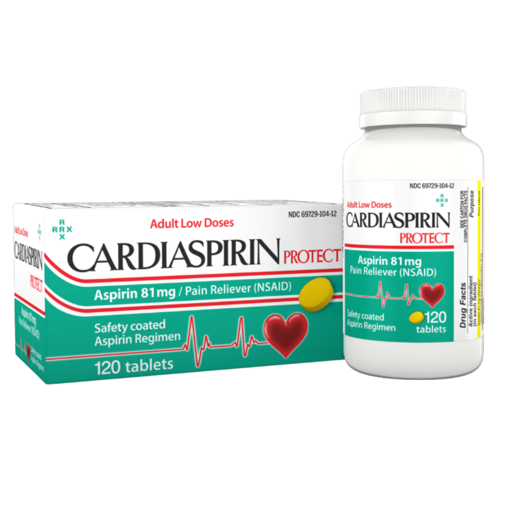 Cardiaspirin Protect 120 tablets, Aspirin 81mg adult low dose safety coated NSAID